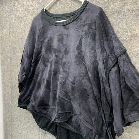 Converse Shirt Women XXL Ladies Black Casual Tee Outdoors Fleece Cotton Crop - Picture 5 of 12